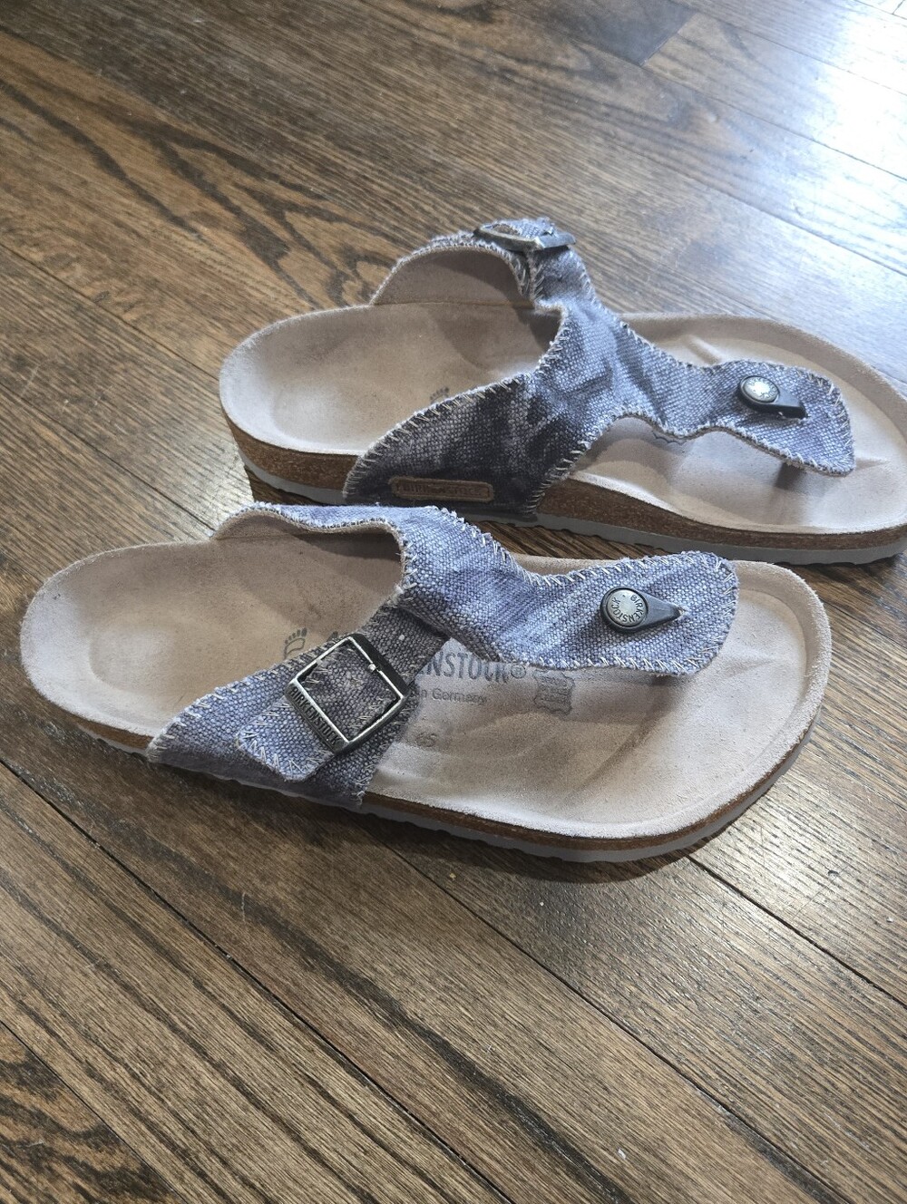 RARE Birkenstock Gizeh thong Denim look Canvas Gray 40 Regular NWOT